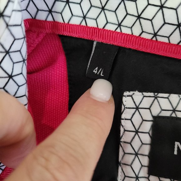 Maceeo polo pink shirt with geometric white and black collar size large/4 - Picture 5 of 5